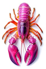 A pink and orange lobster on a white background
