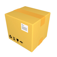 3d render of a yellow delivery box
