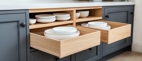 Efficiency-focused drawers with labeled sections and neat layout