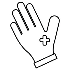 Single upright medical glove icon design for healthcare and safety related projects