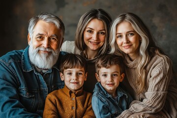 A family of four posing for a portrait together