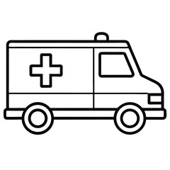 Ambulance Vehicle Icon with Emergency Cross Symbol for Medical and Healthcare Design