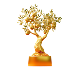 Golden Tree of Fortune Symbol of Prosperity Wealth and Abundance in on transparent background