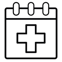 Medical Calendar Icon Design with Cross Symbol for Healthcare Scheduling and Appointments