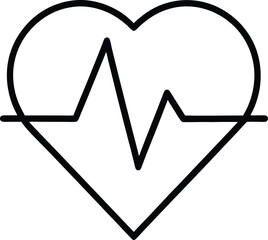 Heartbeat ECG Line Inside Heart Icon Design for Medical and Healthcare Concepts