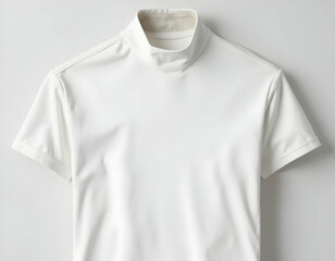 White Turtleneck Short Sleeve Shirt on Neutral Background