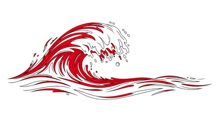 Ocean Freedom — Abstract Red and White Wave Splash Representing Independence