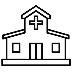 Hospital Building Icon with Cross Symbol Emergency Medical Care Facility Design Element