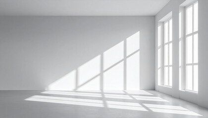 Fototapeta premium Abstract white background with white light and grey shadow empty light interior with copy space for creative studio backdrop project 