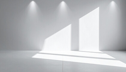 Fototapeta premium Abstract white background with white light and grey shadow empty light interior with copy space for creative studio backdrop project 
