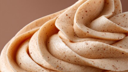 Close up of swirled cinnamon frosting texture