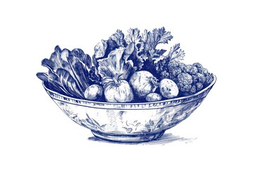 Antique of salad drawing sketch food.