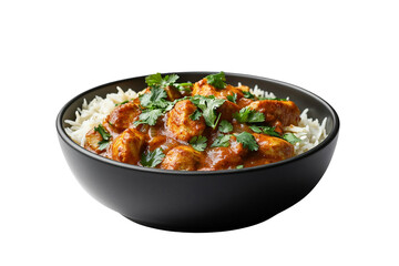 Delicious Chicken Tikka Masala with Rice, isolated on transparent PNG