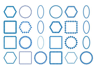 Vector Frames Set with Blue Mediterranean Motif