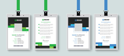 Modern creative and minimal corporate employee id card or identity card design layout. Template design for a business company identity card, id card, staff card design.