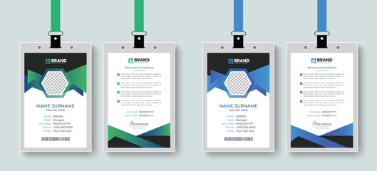 Multipurpose modern and simple office employee id card or identity card design layout. Template design for business company office id card, staff card design.
