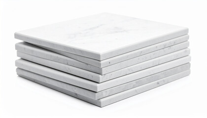 A stack of smooth white tiles ready for a creative project on a clear png or white background
