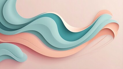 Abstract flat design illustration featuring organic fluid shapes with pastel tones, soft shadows and no outline, elegant composition