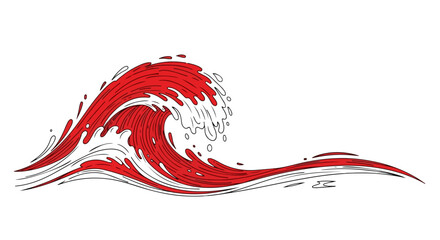 Ocean Freedom — Abstract Red and White Wave Splash Representing Independence