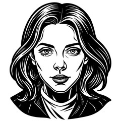 Young Woman Face – Vector Illustration


