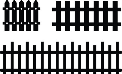 Wooden Fence Icon set. Classic Garden Fencing Symbol. Simple Wooden Fence cassic picket fence that embodies simplicity and security its clean lines and rustic charm.collection of Garden fence wooden.