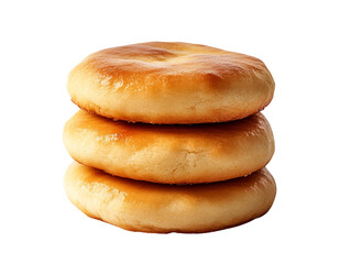 Three Golden Brown Cookies Stack, Isolated on Transparent PNG