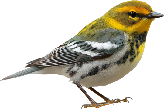 Warbler bird isolated on transparent background in high resolution PNG format for nature projects and digital design