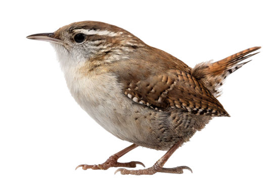 Small brown wren bird isolated on transparent background in PNG format, high-resolution digital illustration for design projects