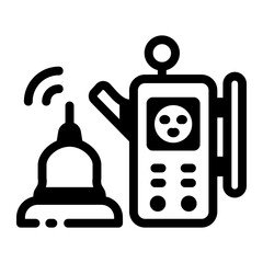 A glyph style icon showing baby monitor