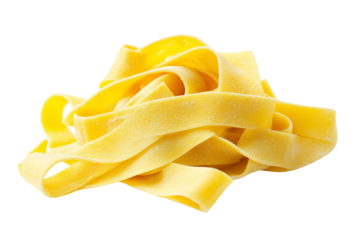 Uncooked Pappardelle Pasta, Isolated on Transparent PNG, Golden Yellow, Delicious