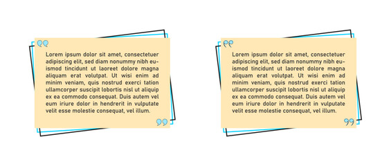 Naklejka premium Quote message frame note comment speech bubbles with quote marks inverted comma texting quote box page paper creative vector illustration