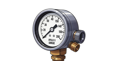 Stylized Pressure Gauge Illustration on Black Background