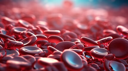 Abstract Blood Cells in Plasma, Representing Medicine and Health with a Red Background Design