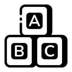 A linear style icon representing abc cube
