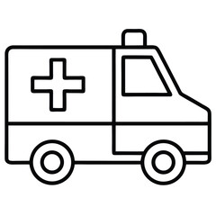 Ambulance Vehicle Icon with Emergency Cross Symbol for Medical and Healthcare Design