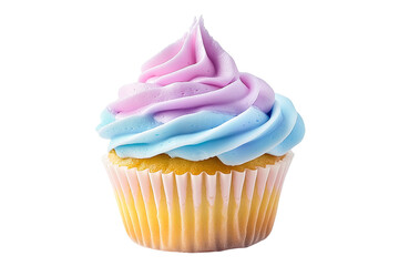 Delicious Pastel Cupcake, Isolated on Transparent PNG, Swirled Frosting