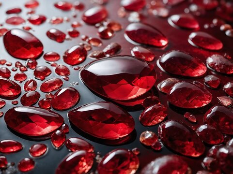 View of Red Ruby Stones in a red liquid