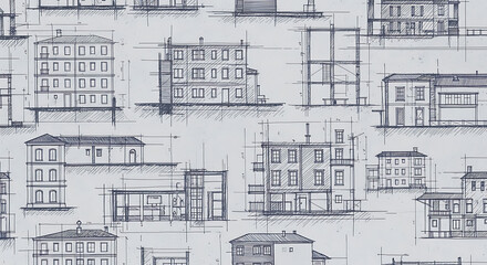 Architectural Blueprints and Sketches Seamless Pattern.