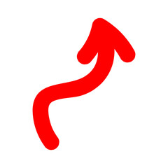 Red arrow on transparent background, doodle style