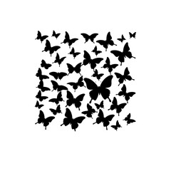 Naklejka premium A collection of black butterfly silhouettes arranged on white background