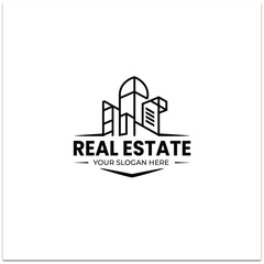 Real estate logo design with construction property minimalist Logo design