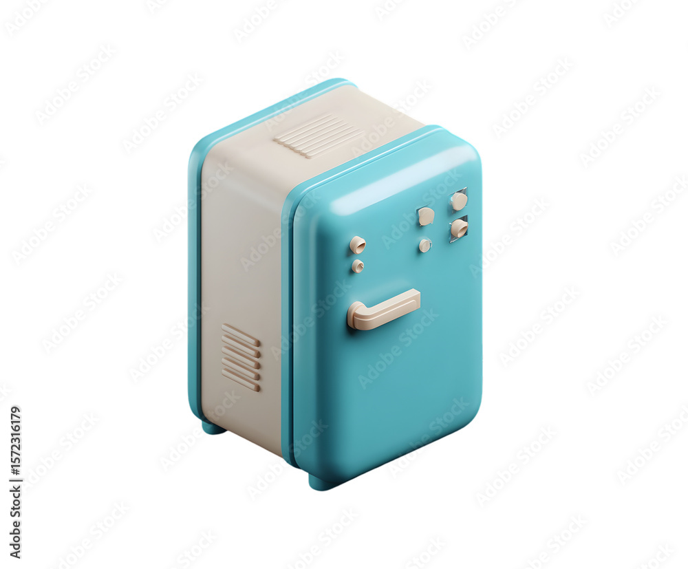 Fototapete retro charm radiates from a minimalist blue and cream refrigerator, an appliance design with clean l