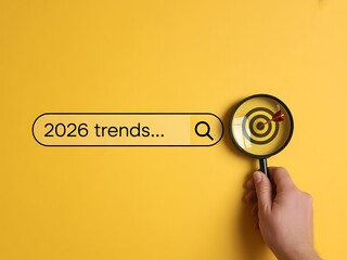 Searching for future predictions and target achievement search bar magnifying glass