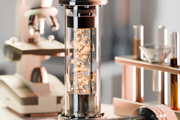 3D rendering of a modern laboratory with scientific equipment and glassware