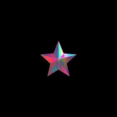 Fototapeta premium Shimmering Iridescent Star on a Deep Black Background