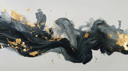 Obraz premium Abstract Ink Splatter with Gold Accents