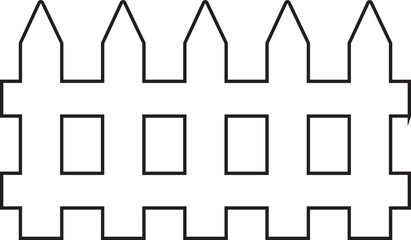 Wooden Fence line art Icon. Classic Garden Fencing Symbol. Simple Fence cassic picket fence that embodies simplicity and security its clean lines and rustic charm.collection of Garden fence wooden.