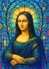 Colorful stained glass portrait illustration.