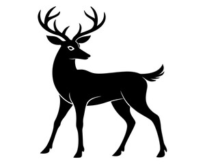 Obraz premium Deer vector black animal silhouette on white background