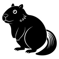Obraz premium Beaver vector black animal silhouette on white background